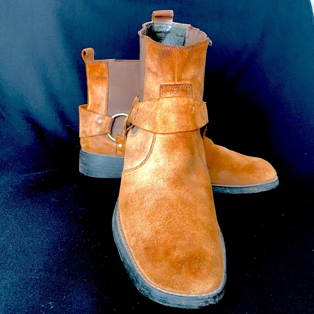 bed | stu Suede Leather Harness Chelsea Boots